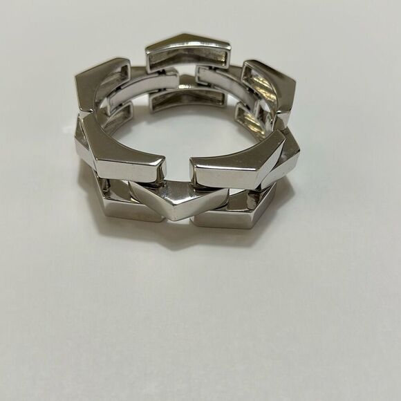 Stella and Dot Chunky Garbo Silver Link Geometric Bracelet - Picture 2 of 11